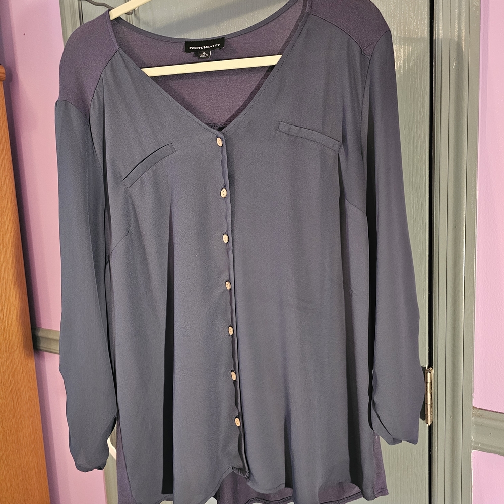 Elegant Navy Button-Up Blouse